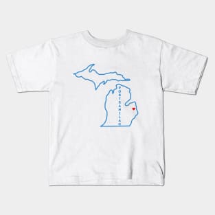 Port Sanilac MI Love (Blue) Kids T-Shirt